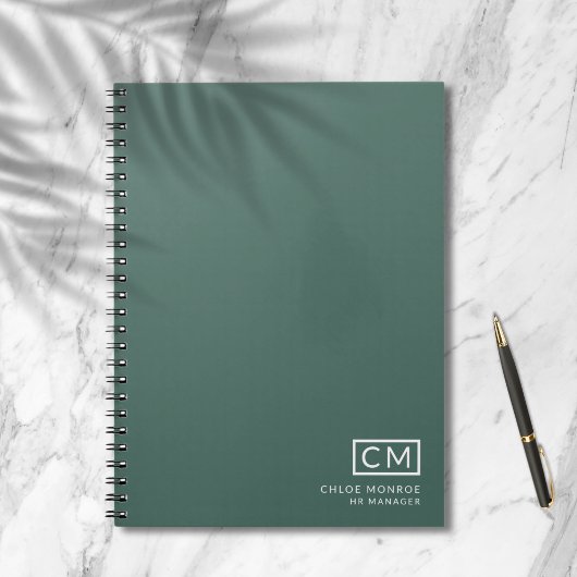 Carnet Monogramme Initial Professionnel Moderne Vert Saug