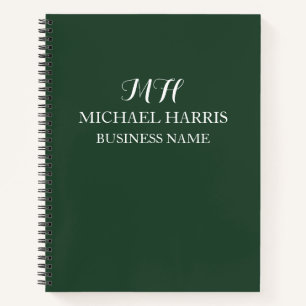 Carnet Monogramme Initial Professionnel Vert Entreprise