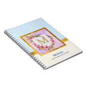 Carnet Monogramme Initial Script Floral Élégant Nom Perso (Côté Droit)