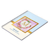 Carnet Monogramme Initial Script Floral Élégant Nom Perso (Côté gauche)
