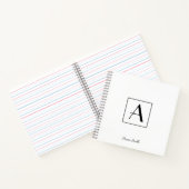 Carnet Monogramme Initial Script Noir & Blanc Professionn (Intérieur)