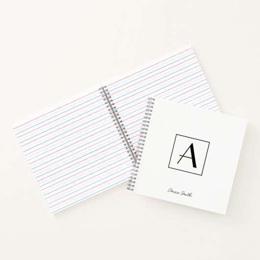 Carnet Monogramme Initial Script Noir & Blanc Professionn (Intérieur)