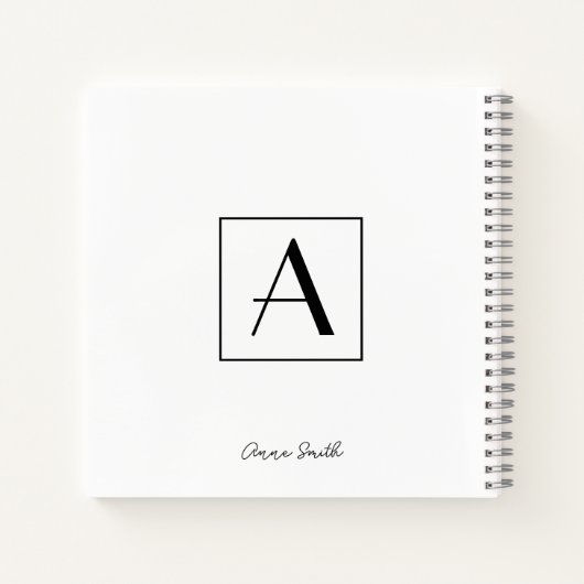 Carnet Monogramme Initial Script Noir & Blanc Professionn (Dos)