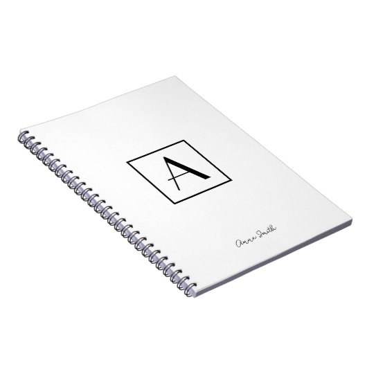 Carnet Monogramme Initial Script Noir et Blanc Profession (Côté Droit)