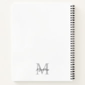 Carnet Monogramme Initial Script Noir Moderne Blanc Gris (Dos)
