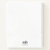 Carnet Monogramme Initial Script Tendance Noir Blanc Mode (Dos)