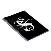 Carnet Monogramme initial Tourbillonnant noir et blanc (Côté Droit)