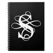 Carnet Monogramme initial Tourbillonnant noir et blanc (Devant)