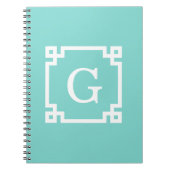 Carnet Monogramme initial Turquoise Wht Cadre clé grecque (Devant)