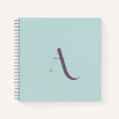 Carnet Monogramme Initial Typographie Unique Violet & Ble (Devant)