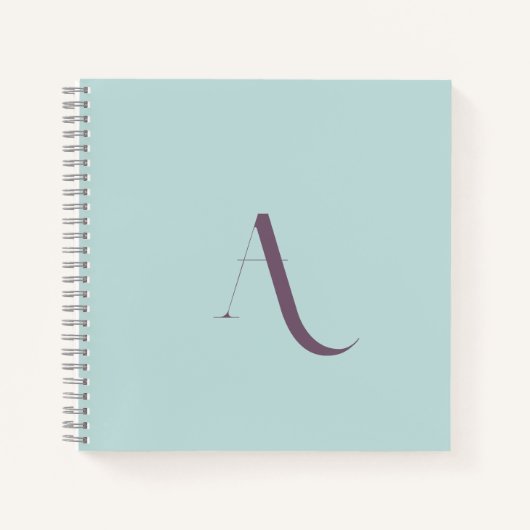 Carnet Monogramme Initial Typographie Unique Violet & Ble (Devant)