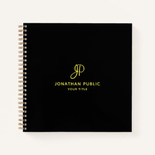 Carnet Monogramme Initiale De Luxe En Écriture Dorée Pour
