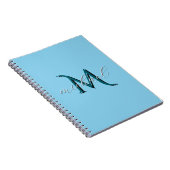 Carnet Monogramme Initiale et Nom Personnalisés Bleu Ciel (Côté Droit)