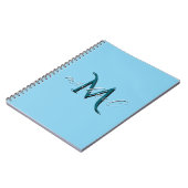 Carnet Monogramme Initiale et Nom Personnalisés Bleu Ciel (Côté gauche)