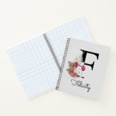 Carnet Monogramme initiale F Floral Boho Rose (Intérieur)