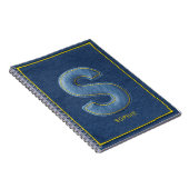 Carnet Monogramme initiale lettre S en fausse denim bleu (Côté Droit)