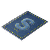 Carnet Monogramme initiale lettre S en fausse denim bleu (Côté gauche)
