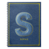 Carnet Monogramme initiale lettre S en fausse denim bleu (Devant)