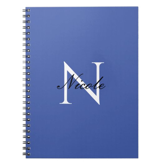 Carnet Monogramme Initiale Nom Propre Manuscrit Bleu (Devant)