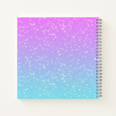 Carnet Monogramme Initiale Nom Rose Bleu Pailleté Féminin (Dos)