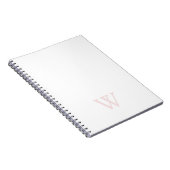 Carnet Monogramme Initiale Rose Pâle Élégant Blanc (Côté Droit)