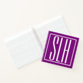 Carnet Monogramme Initiales 3 Moderne Gras | Blanc & Viol (Intérieur)
