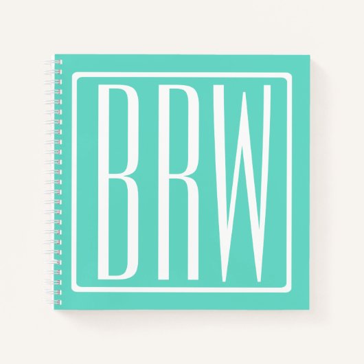 Carnet Monogramme Initiales 3 Modernes Gras | Blanc Sur A (Devant)