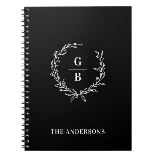 Carnet Monogramme Initiales couple famille couronne multi (Devant)