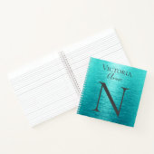 Carnet Monogramme Initiales Nom Customisé Turquoise (Intérieur)