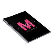 Carnet Monogramme Initiales Nom Rose Chaude Noir Féminin (Côté Droit)
