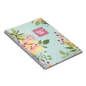 Carnet Monogramme | Jardin floral, Arrière - plan bleu (Côté Droit)