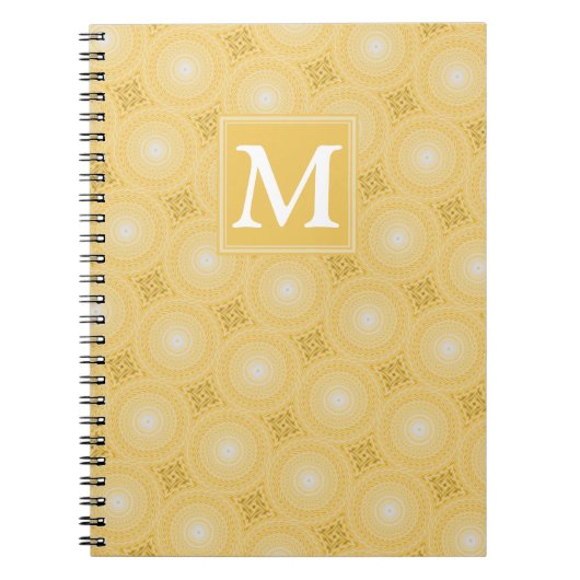 Carnet Monogramme jaune cercles motif (Devant)