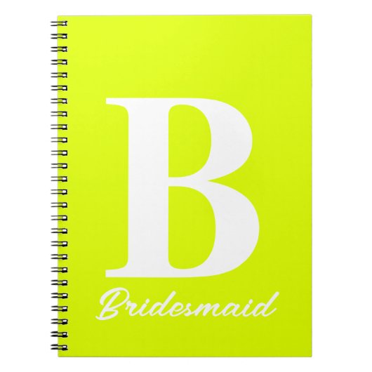 Carnet Monogramme jaune fluorescent Mariage (Devant)