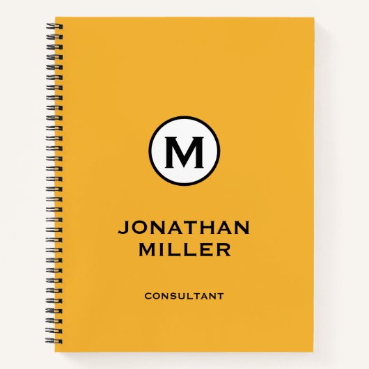 Carnet Monogramme Jaune moderne et tendance (Devant)