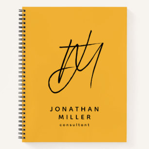 Carnet Monogramme jaune moutarde moderne