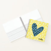Carnet Monogramme joli cœur léopard bleu jaune mignon (Intérieur)