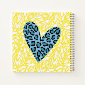 Carnet Monogramme joli cœur léopard bleu jaune mignon (Dos)