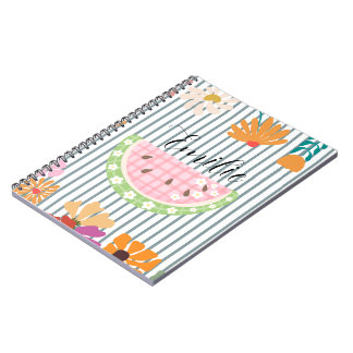 Carnet Monogramme joli fruit aquarelle et floral féminin