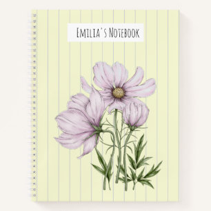 Carnet Monogramme joli rétro pastel des années 50 floral