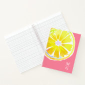 Carnet Monogramme Lemon Aquarelle rose moderne (Intérieur)