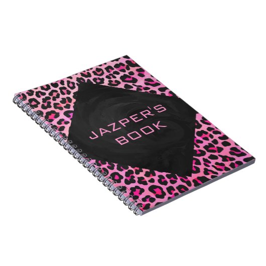 Carnet Monogramme Leopard noir et rose chaud (Côté Droit)