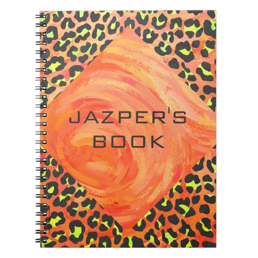 Carnet Monogramme léopard orange et jaune (Devant)