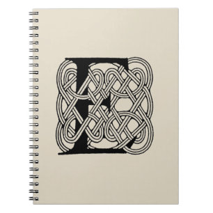Carnet Monogramme lettre E Impression vintage nœud celtiq