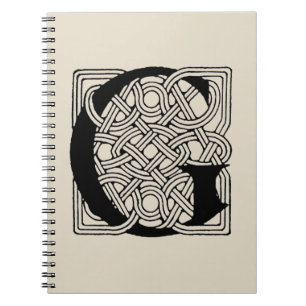 Carnet Monogramme lettre G Impression vintage nœud celtiq