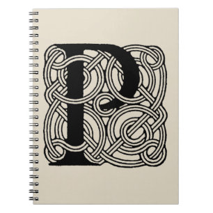 Carnet Monogramme Lettre P Impression Vintage Nœud Celtiq