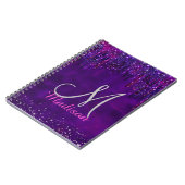 Carnet Monogramme licorne rose violet mignon avec gouttes (Côté gauche)