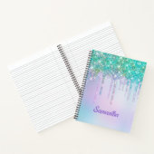 Carnet Monogramme licorne turquoise aqua mignonne avec go (Intérieur)