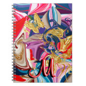 Carnet Monogramme liquide abstrait fumée tourbillon doré  (Devant)