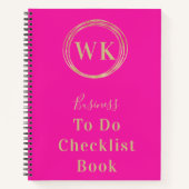 Carnet Monogramme Logo Pink Gold Business To do Checklist (Devant)