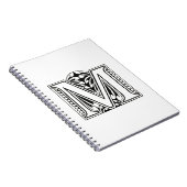 Carnet Monogramme M, lettre M, alphabet M, noir et blanc (Côté Droit)